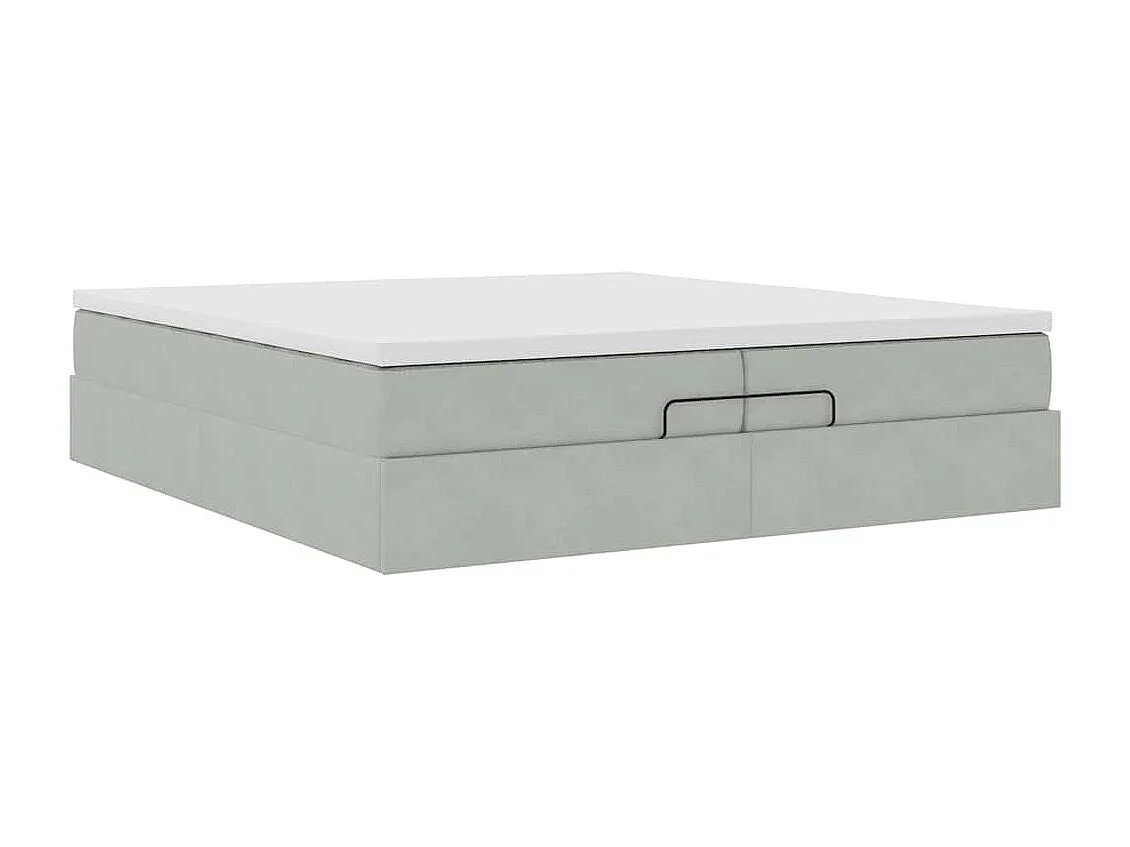 Cadre de lit ottoman avec matelas gris clair 200x200 cm velours