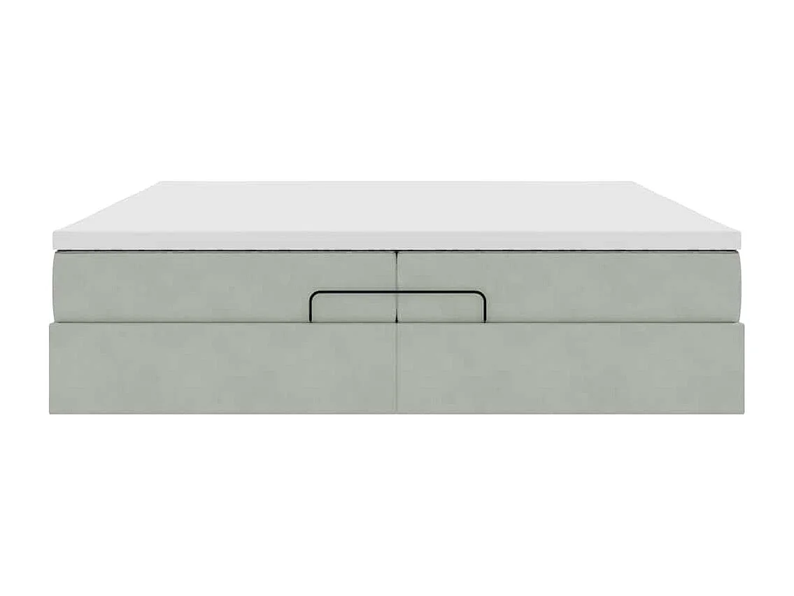 Cadre de lit ottoman avec matelas gris clair 200x200 cm velours