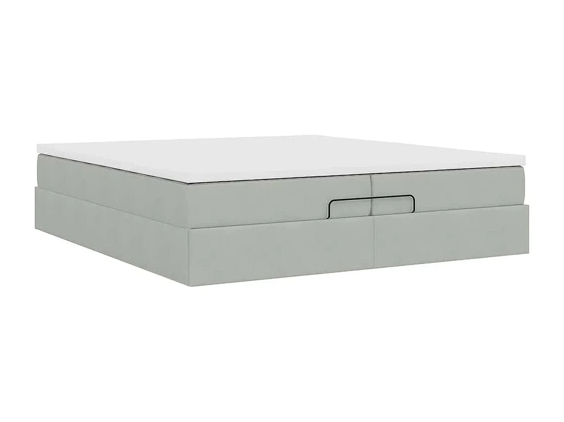 Cadre de lit ottoman avec matelas gris clair 200x200 cm velours