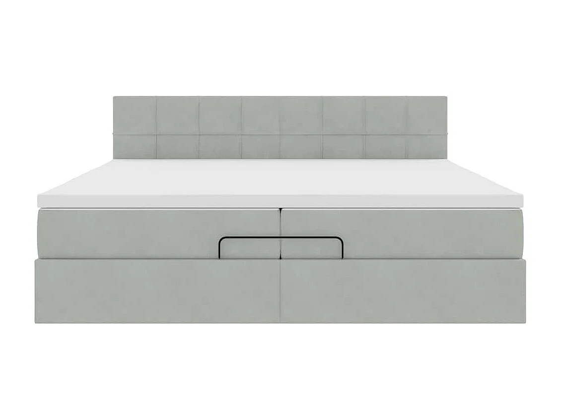 Estructura cama otomana colchones terciopelo gris claro