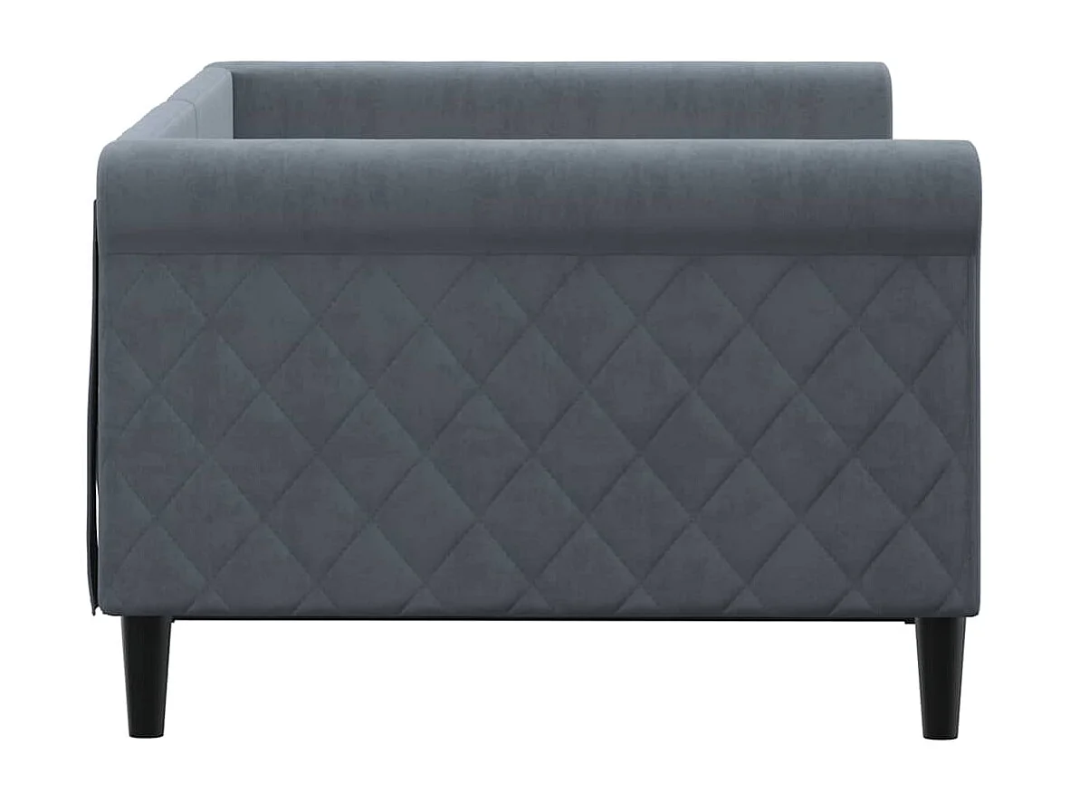 Lit de repos gris foncé 90x190 cm velours