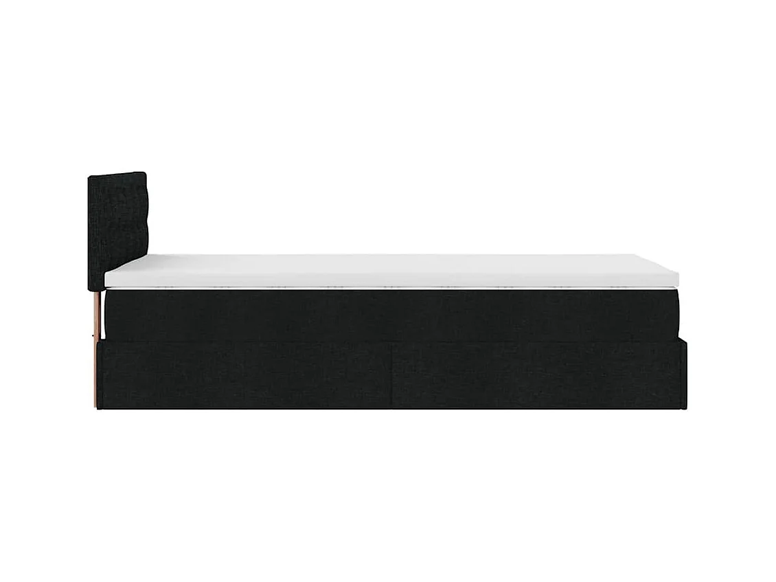 Cadre de lit ottoman avec matelas noir 100x200cm tissu