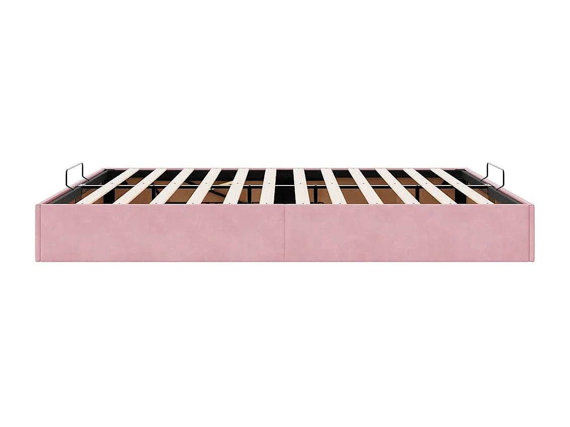 Estructura cama otomana sin colchón terciopelo rosa 180x200 cm