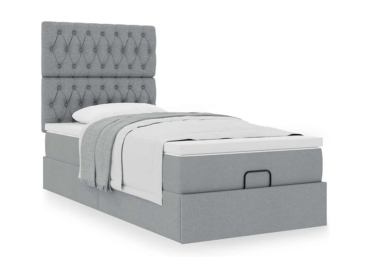Cadre de lit ottoman avec matelas gris clair 80x200 cm tissu