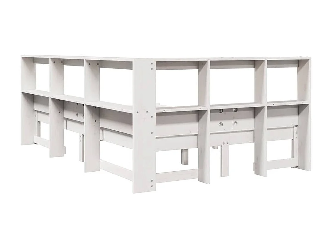 Cama con estantería sin colchón madera maciza blanca 120x190 cm