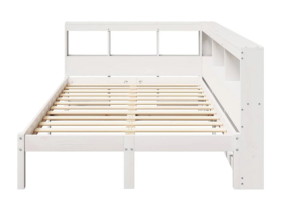 Bed met boekenkast zonder matras grenenhout wit 120x190 cm