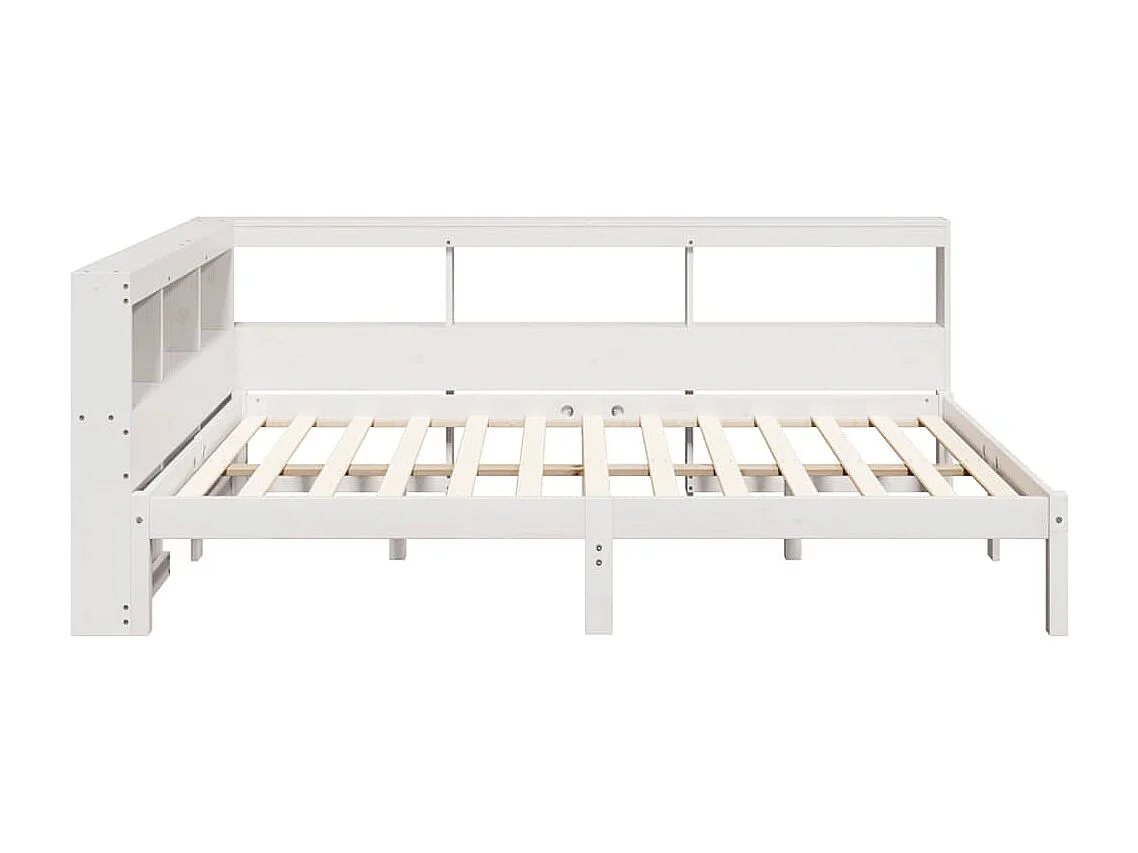 Bed met boekenkast zonder matras grenenhout wit 120x190 cm