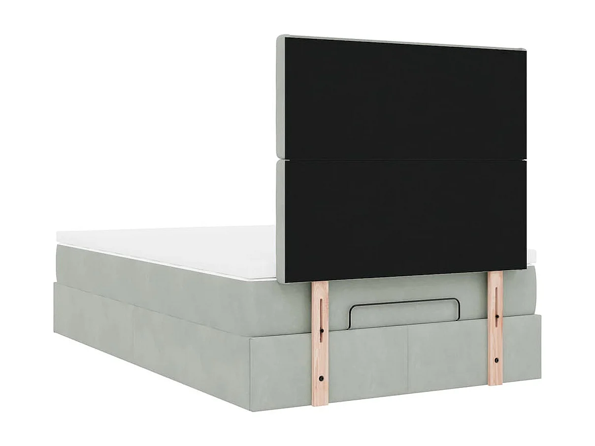 Cadre de lit ottoman avec matelas gris clair 120x190 cm velours