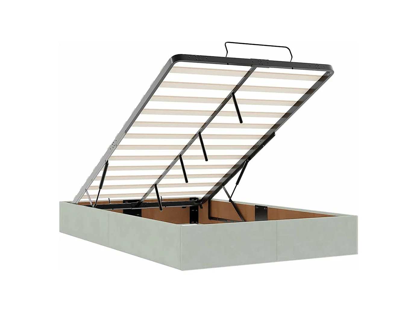 Estrutura de cama otomana com colchões cinza claro Veludo