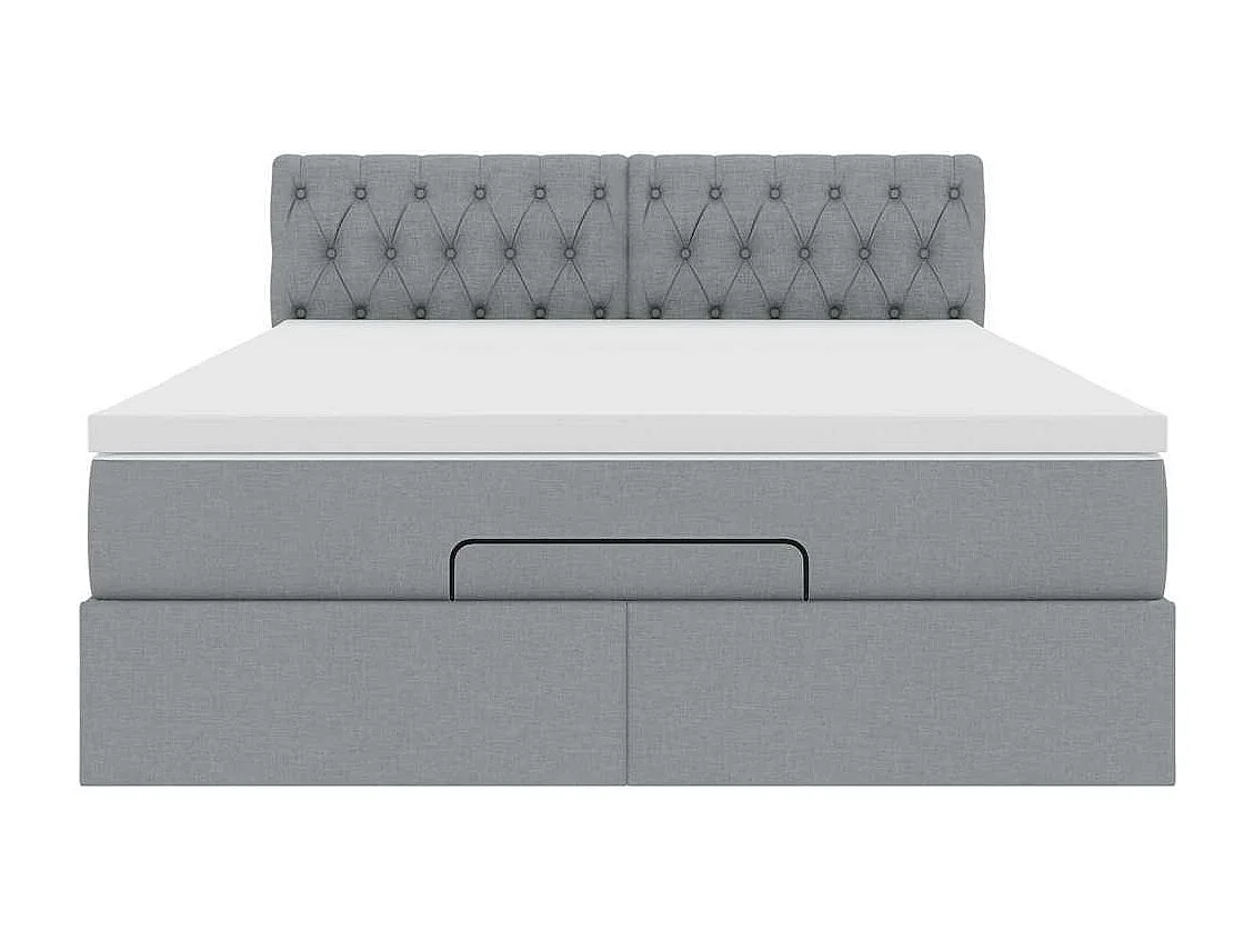 Estructura cama otomana colchón tela gris claro 140x200cm