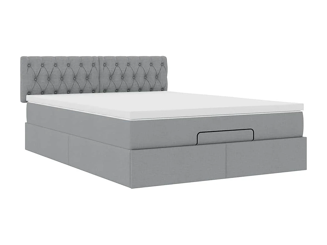 Ottoman bed met matras en LED's 140x200cm stof lichtgrijs