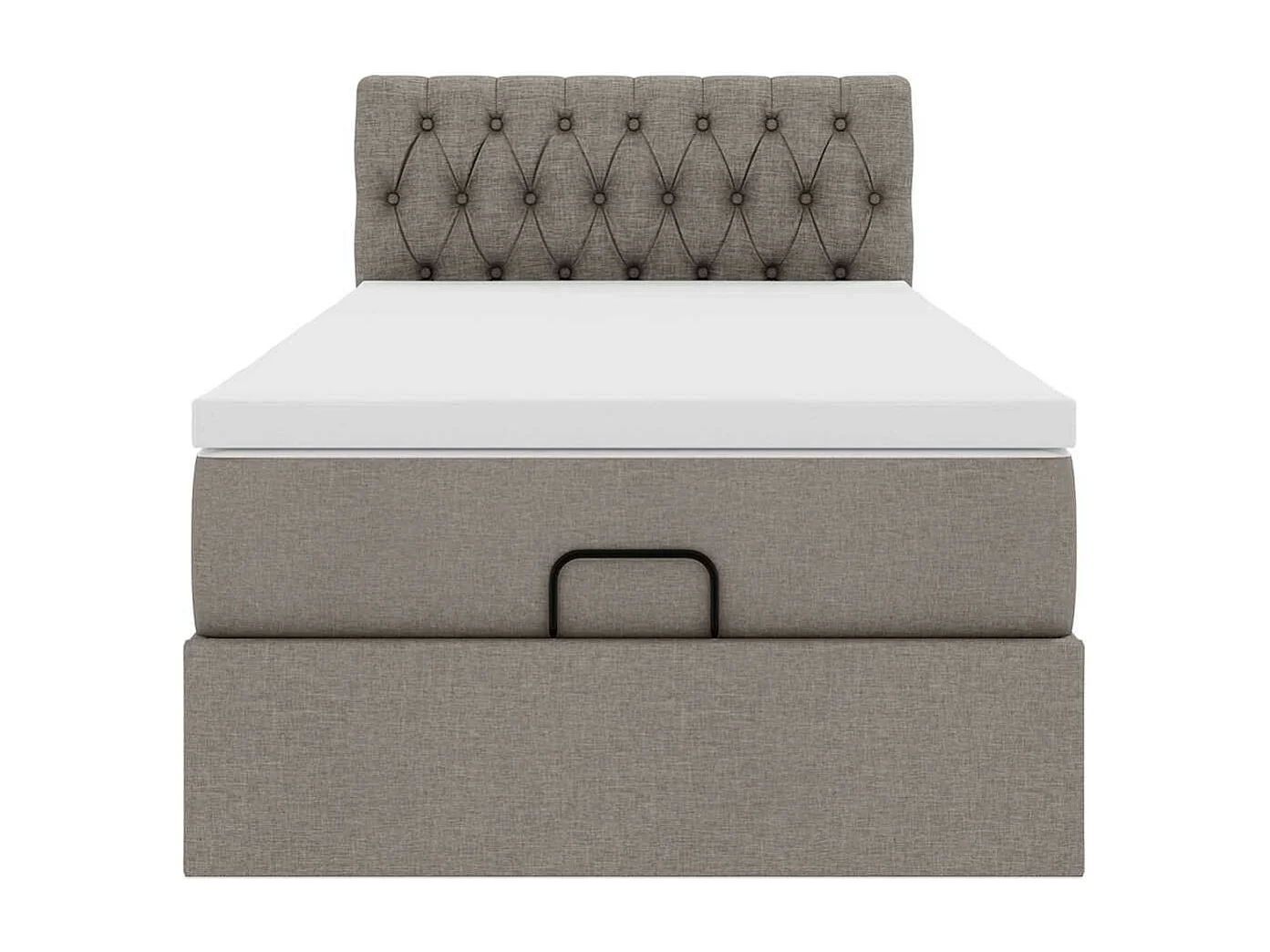 Estructura de cama otomana colchón tela gris pardo 90x190cm