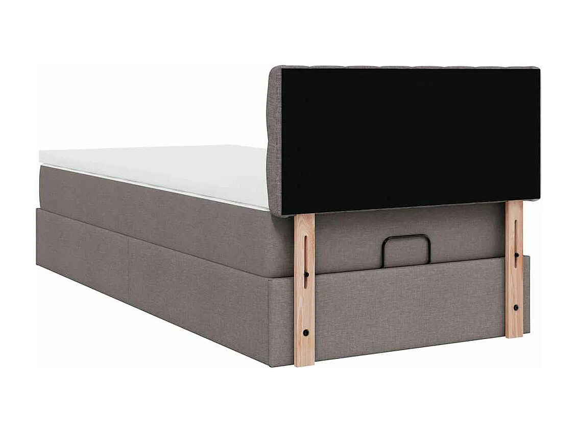 Estructura de cama otomana colchón tela gris pardo 90x190cm