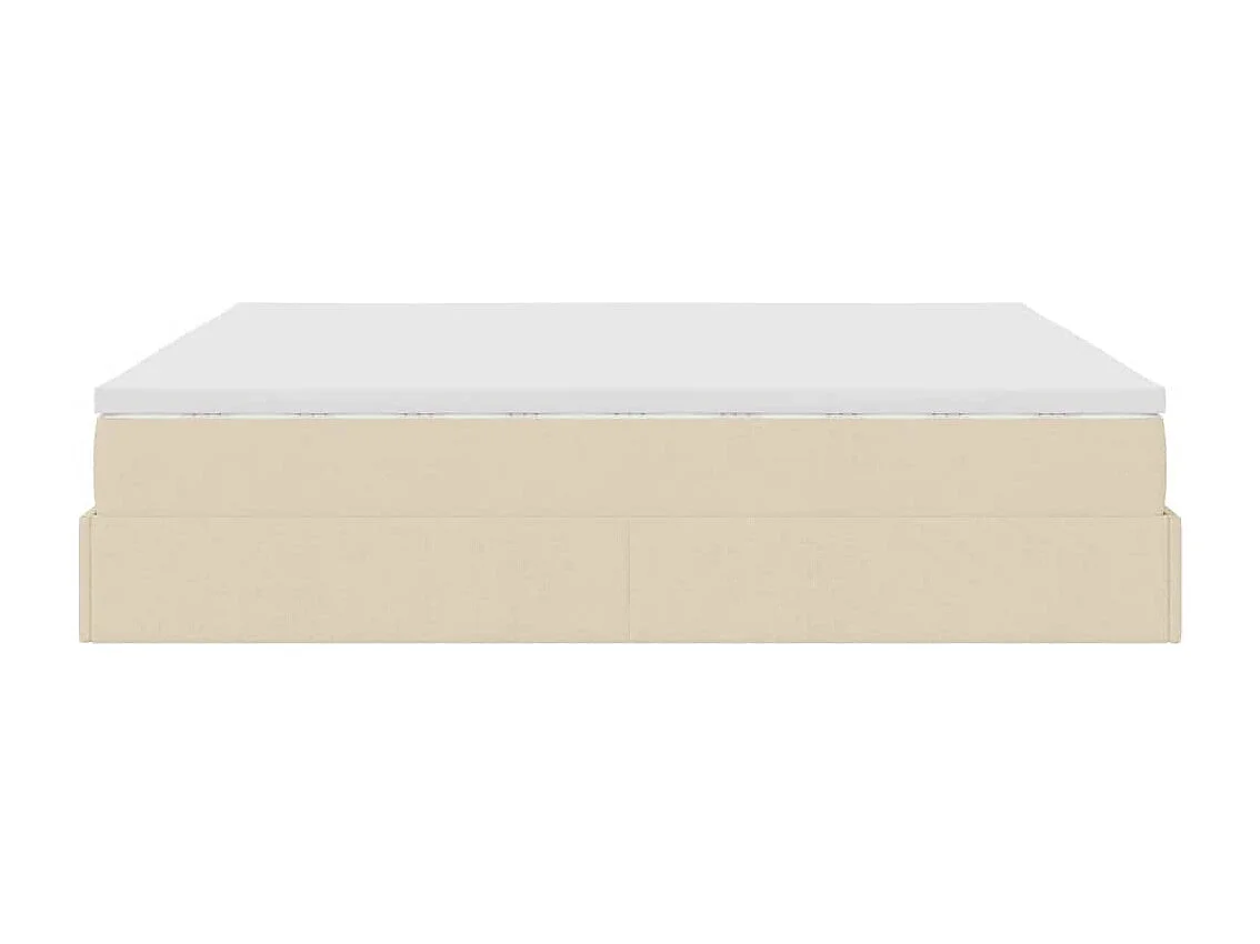 Cadre de lit ottoman avec matelas crème 180x200 cm tissu