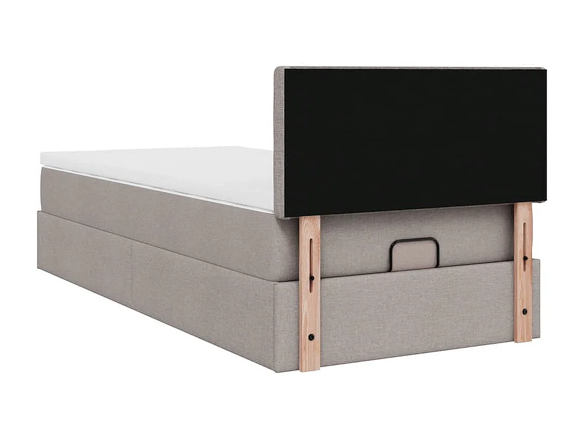 Cadre de lit ottoman avec matelas taupe 90x200 cm tissu