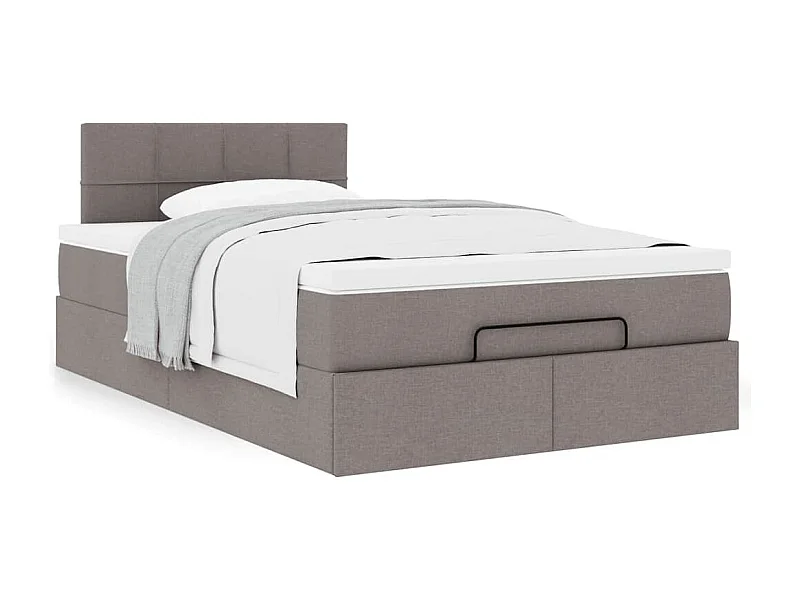 Cadre de lit ottoman avec matelas taupe 120x190 cm tissu