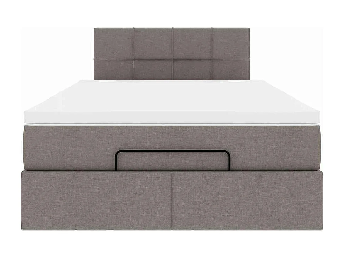 Cadre de lit ottoman avec matelas taupe 120x190 cm tissu