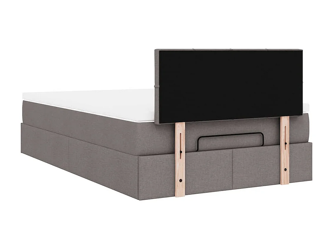 Cadre de lit ottoman avec matelas taupe 120x190 cm tissu