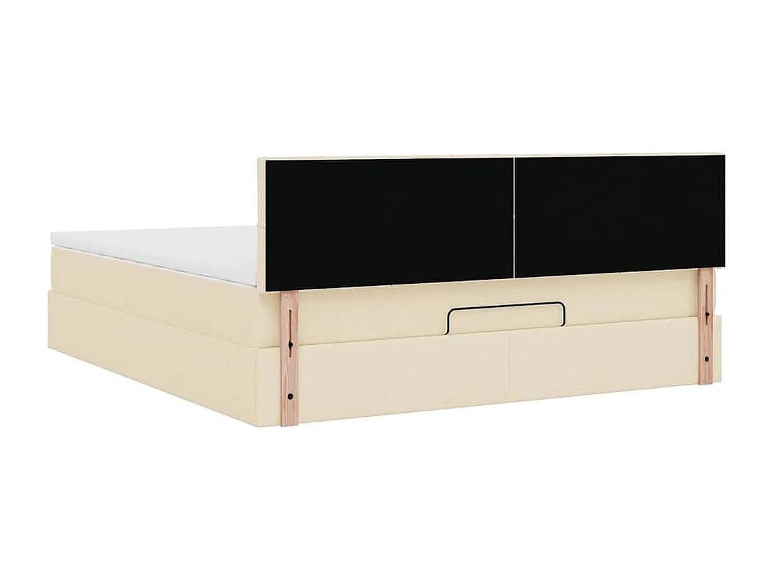 Estrutura de cama otomana com creme de colchão 180x200cm tecido