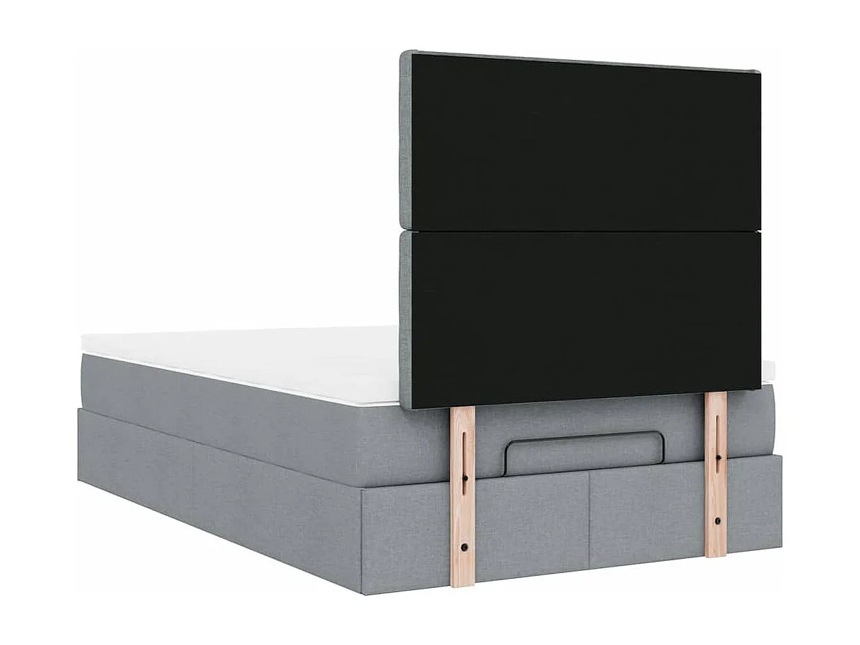 Cadre de lit ottoman et matelas gris clair 120x200 cm tissu