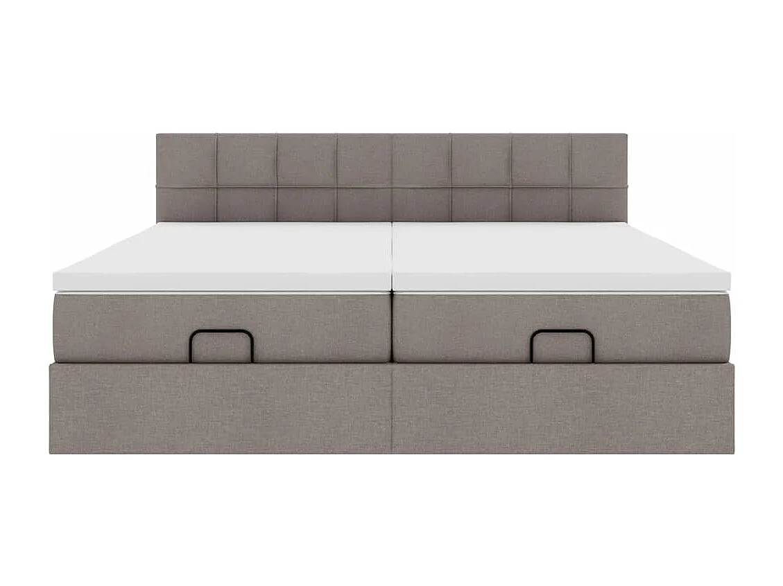 Cadre de lit ottoman avec matelas taupe 180x200 cm tissu