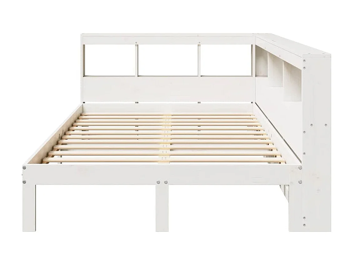 Cama con estantería sin colchón madera maciza blanca 120x190 cm