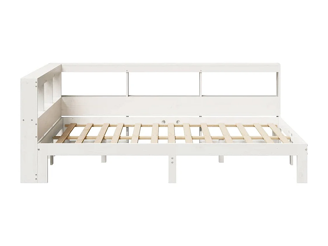 Bed met boekenkast zonder matras grenenhout wit 120x190 cm