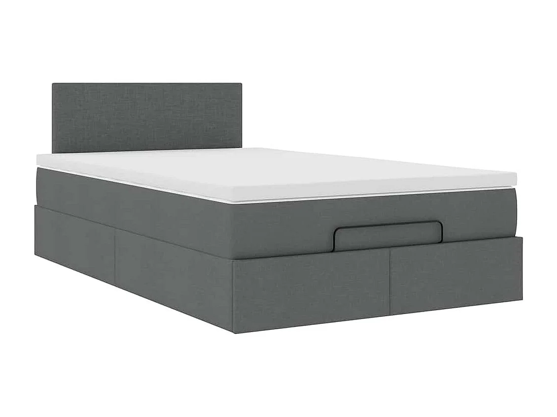 Cadre de lit ottoman avec matelas gris foncé 120x200cm tissu