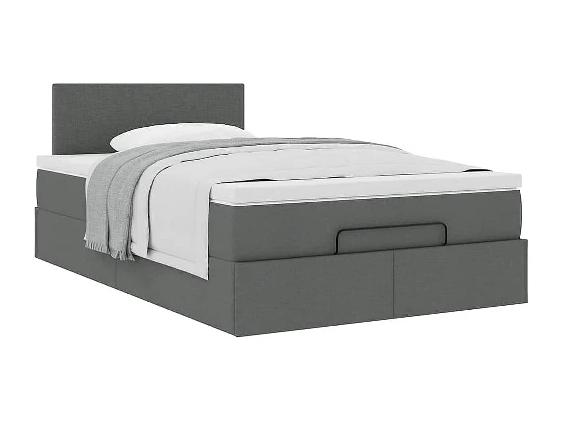 Cadre de lit ottoman avec matelas gris foncé 120x200cm tissu
