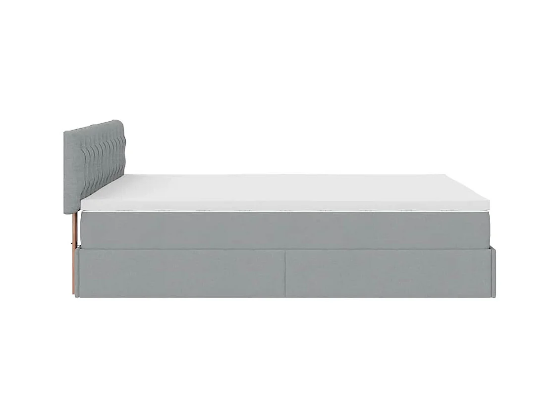 Cadre de lit ottoman et matelas gris clair 140x200 cm tissu
