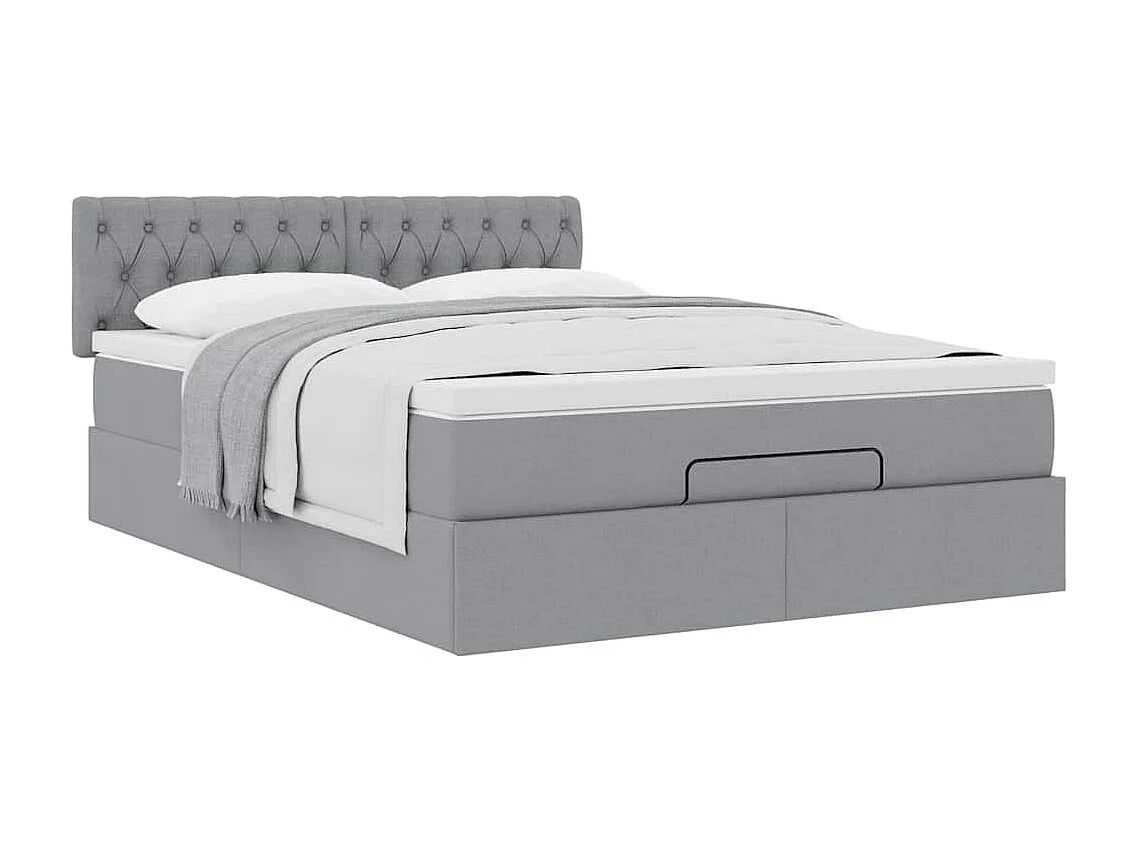 Ottoman bed met matras 140x200cm stof lichtgrijs