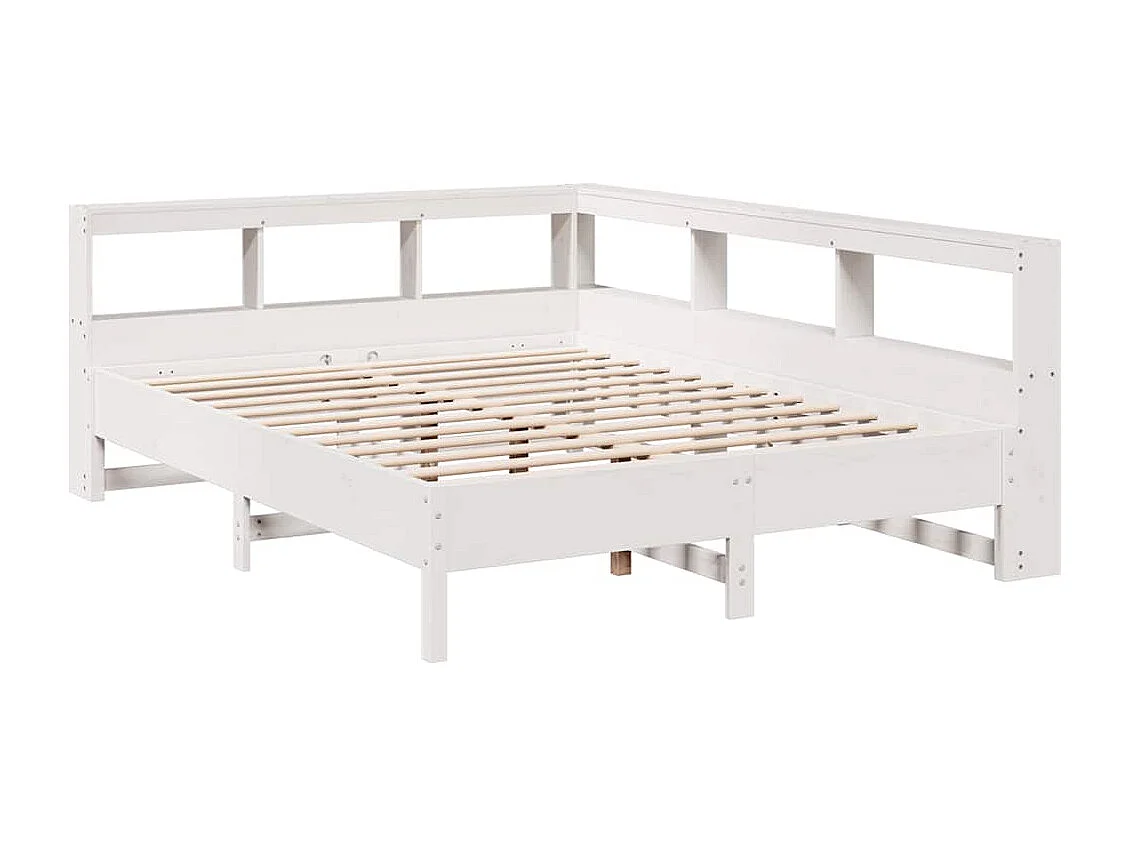 Cama com estante sem colchão 150x200 cm pinho maciço branco