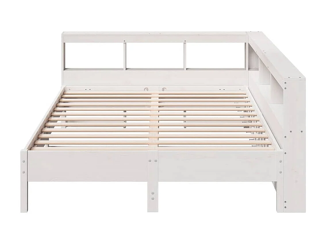 Cama com estante sem colchão 150x200 cm pinho maciço branco