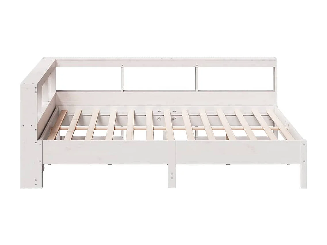 Cama com estante sem colchão 150x200 cm pinho maciço branco