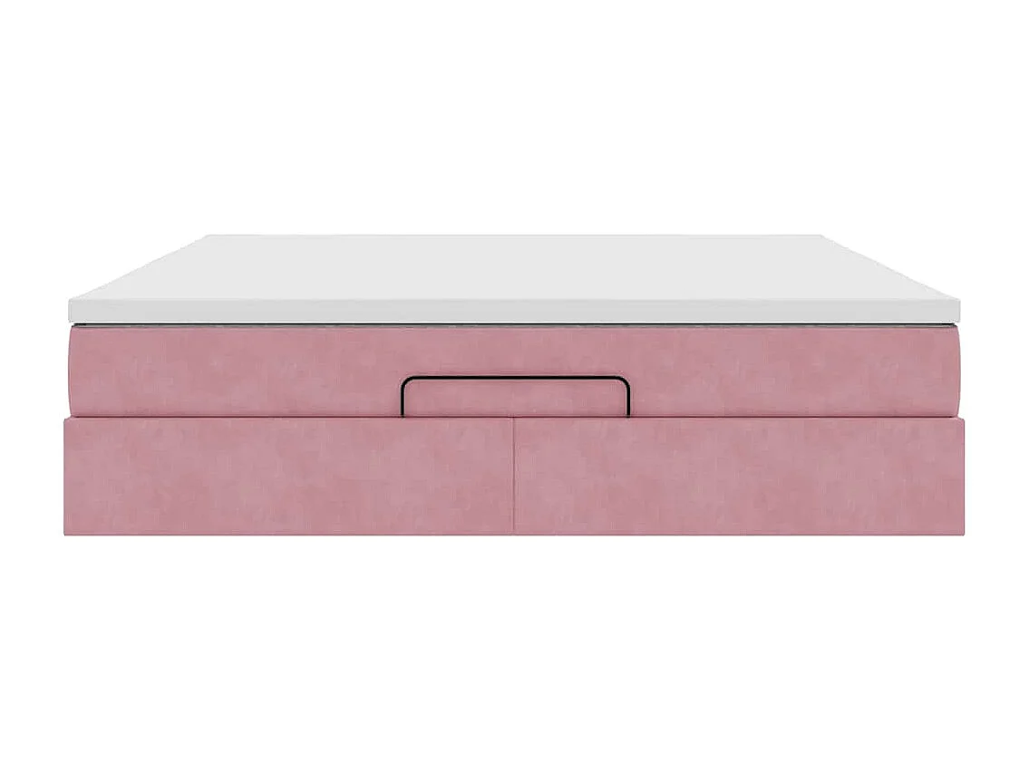 Cadre de lit ottoman avec matelas rose 180x200 cm velours