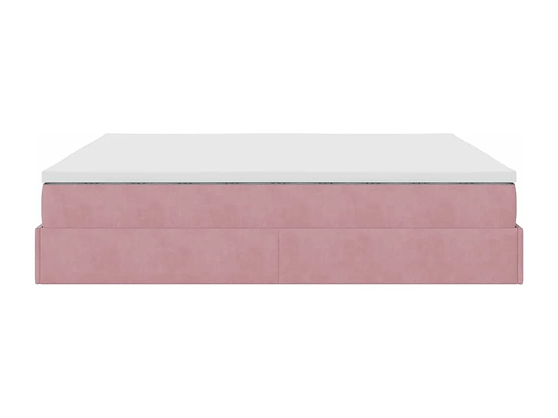 Cadre de lit ottoman avec matelas rose 180x200 cm velours