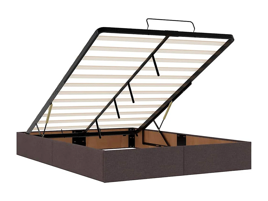 Cadre de lit ottoman avec matelas marron foncé 140x200 cm tissu