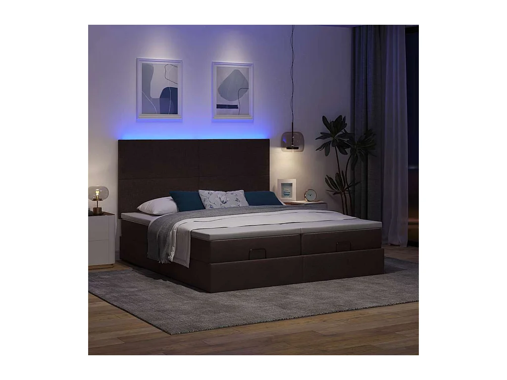 Estructura cama otomana colchones tela marrón oscuro 160x200 cm