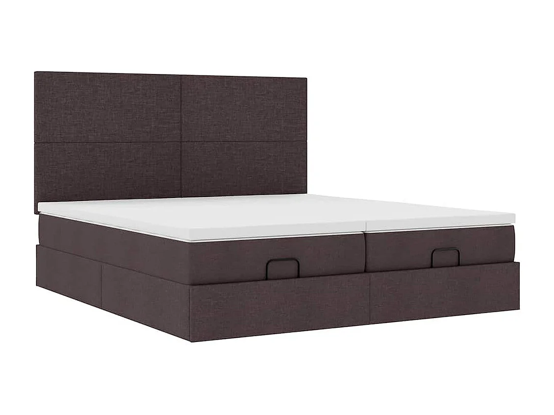 Estrutura de cama otomana com colchões tecido castanho escuro