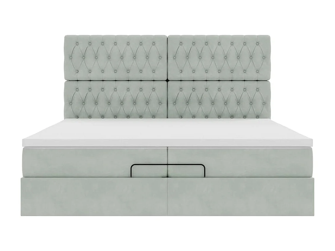 Cadre de lit ottoman avec matelas gris clair 200x200 cm velours