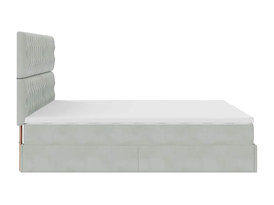 Cadre de lit ottoman avec matelas gris clair 200x200 cm velours