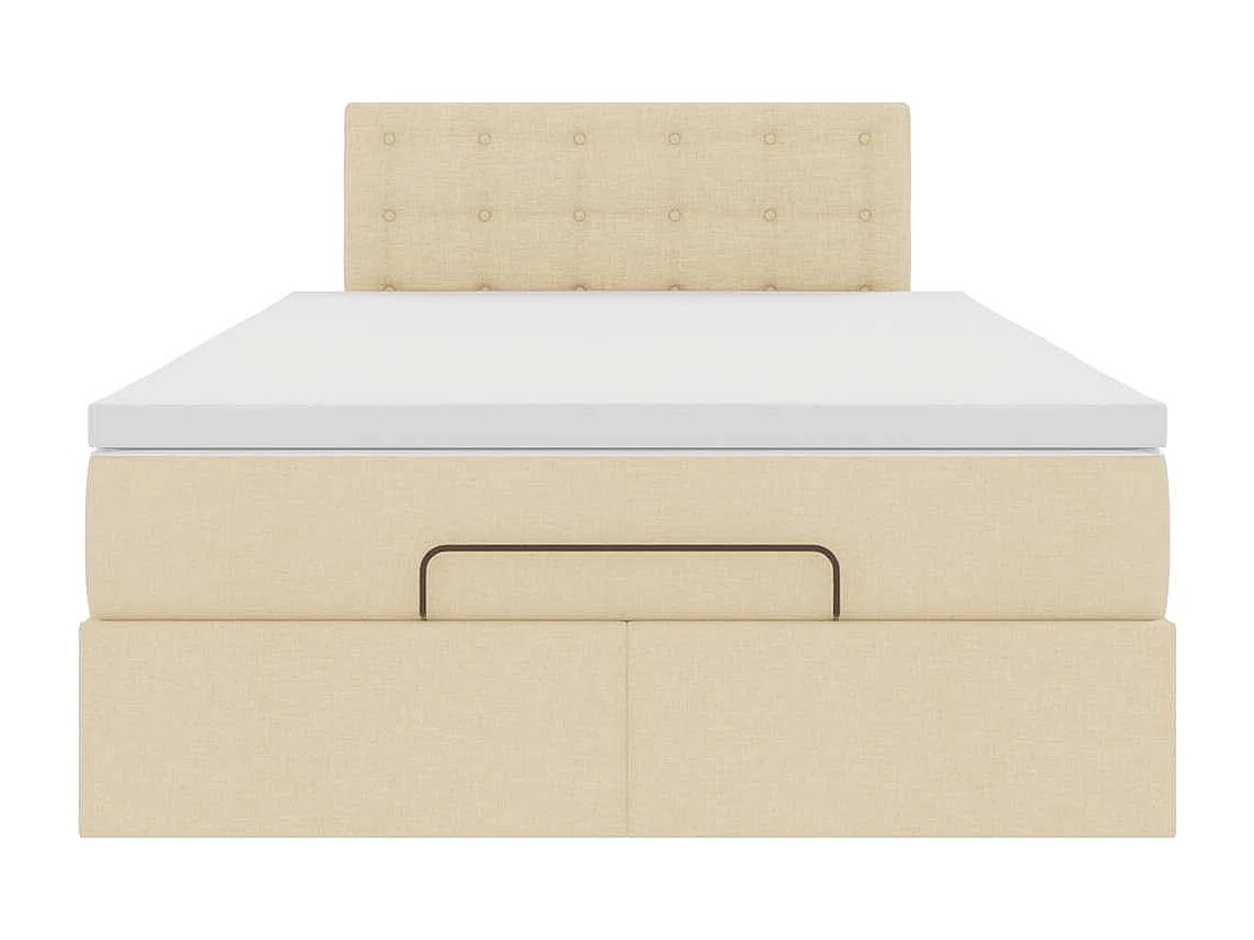 Cadre de lit ottoman avec matelas crème 120x190 cm tissu