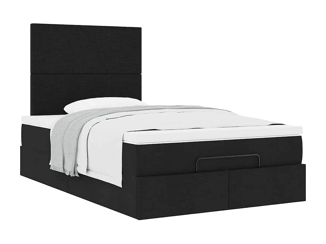 Cadre de lit ottoman avec matelas noir 120x190 cm tissu