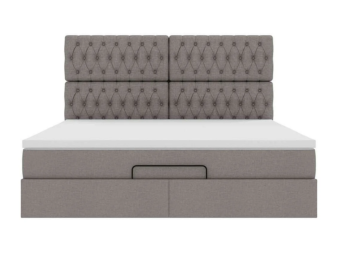 Cadre de lit ottoman avec matelas taupe 160x200 cm tissu