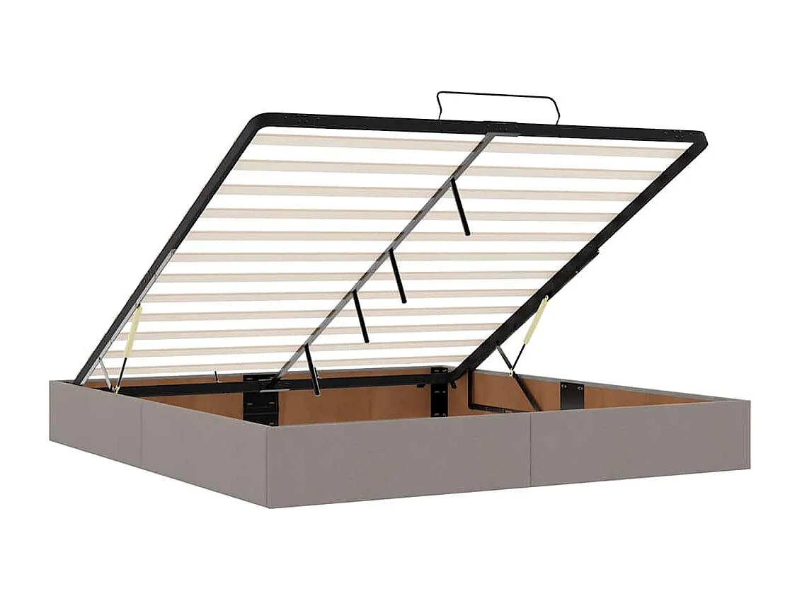 Cadre de lit ottoman avec matelas taupe 160x200 cm tissu