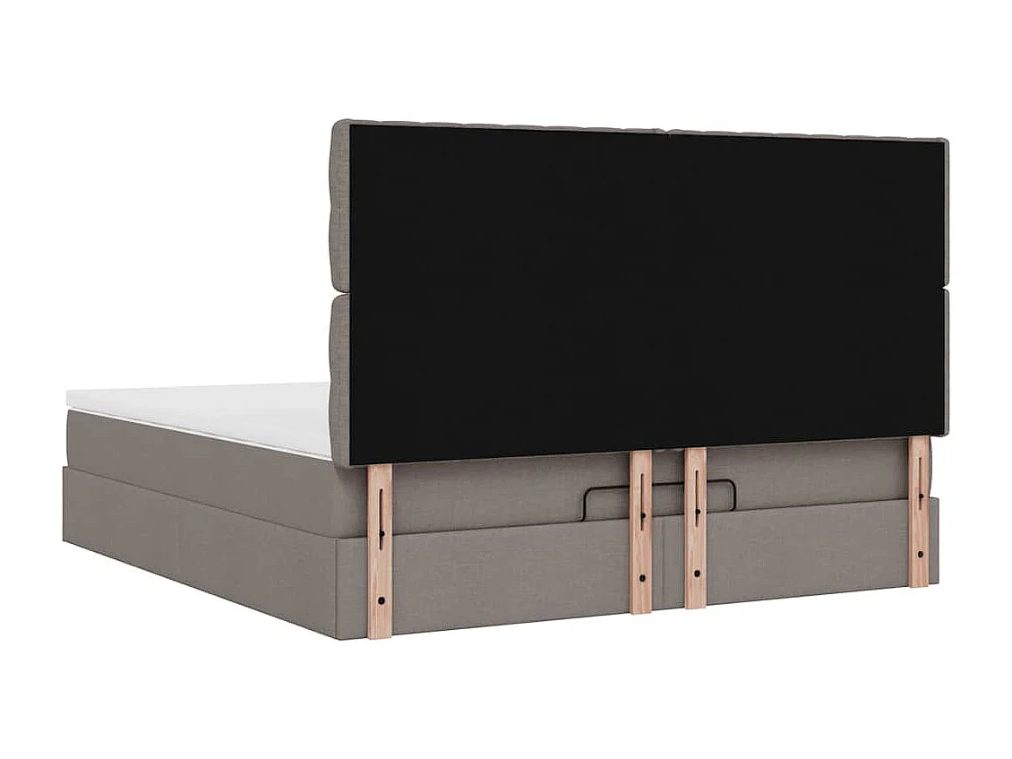 Cadre de lit ottoman avec matelas taupe 160x200 cm tissu