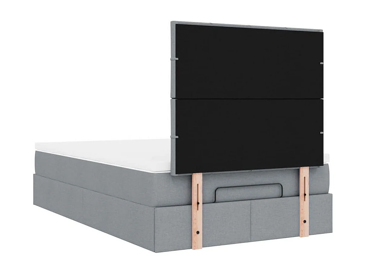 Cadre de lit ottoman avec matelas gris clair 120x190 cm tissu