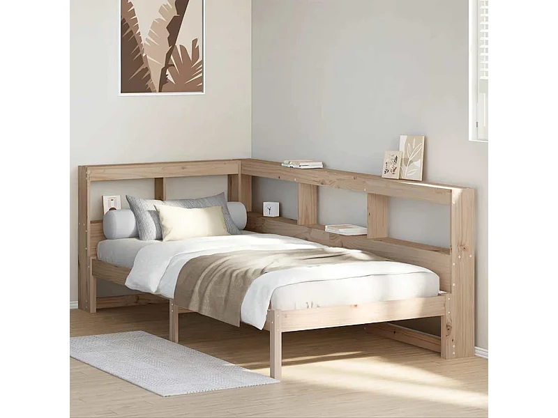 Lit bibliothèque sans matelas 90x200 cm bois de pin massif