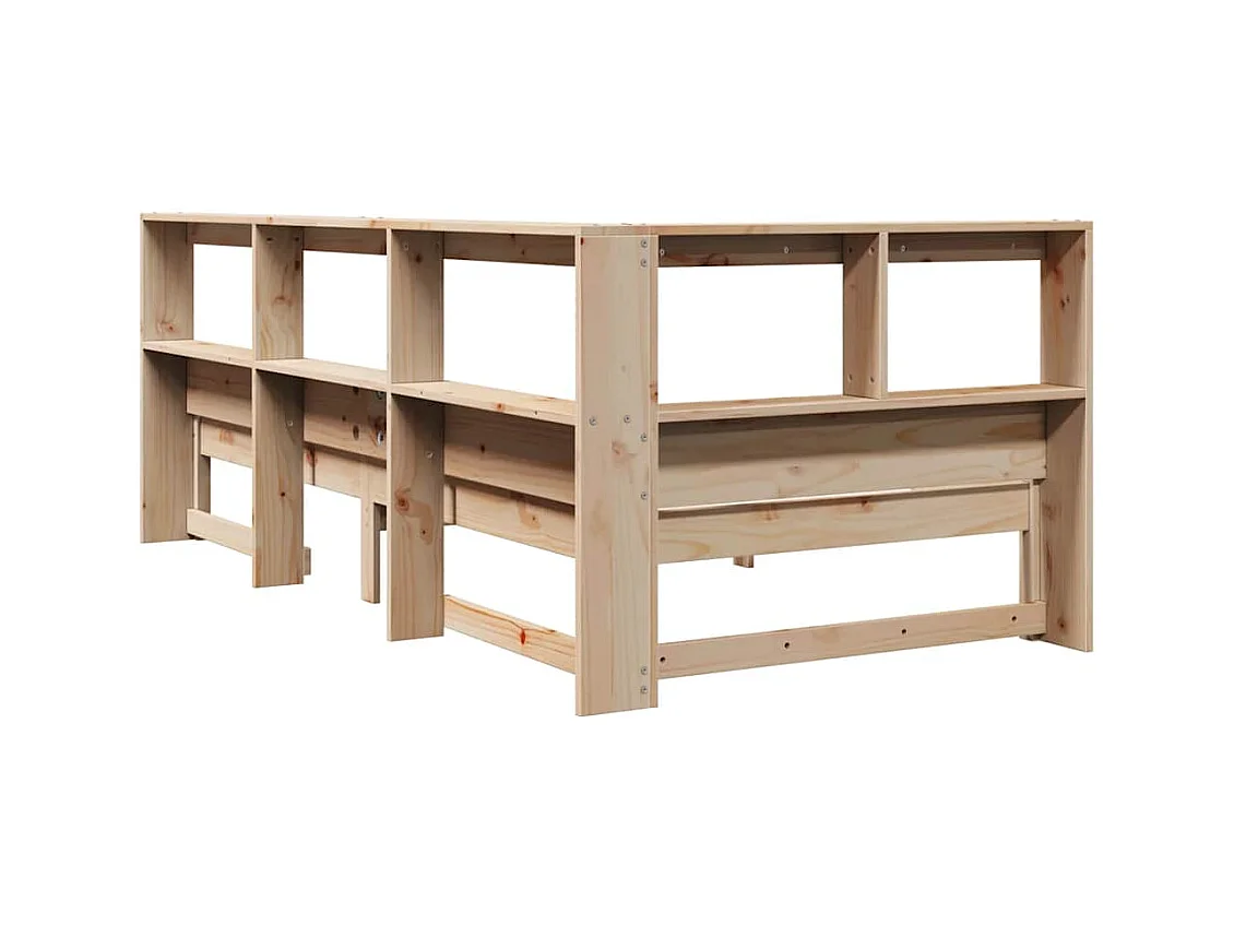 Lit bibliothèque sans matelas 90x200 cm bois de pin massif