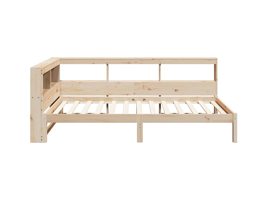 Lit bibliothèque sans matelas 90x200 cm bois de pin massif